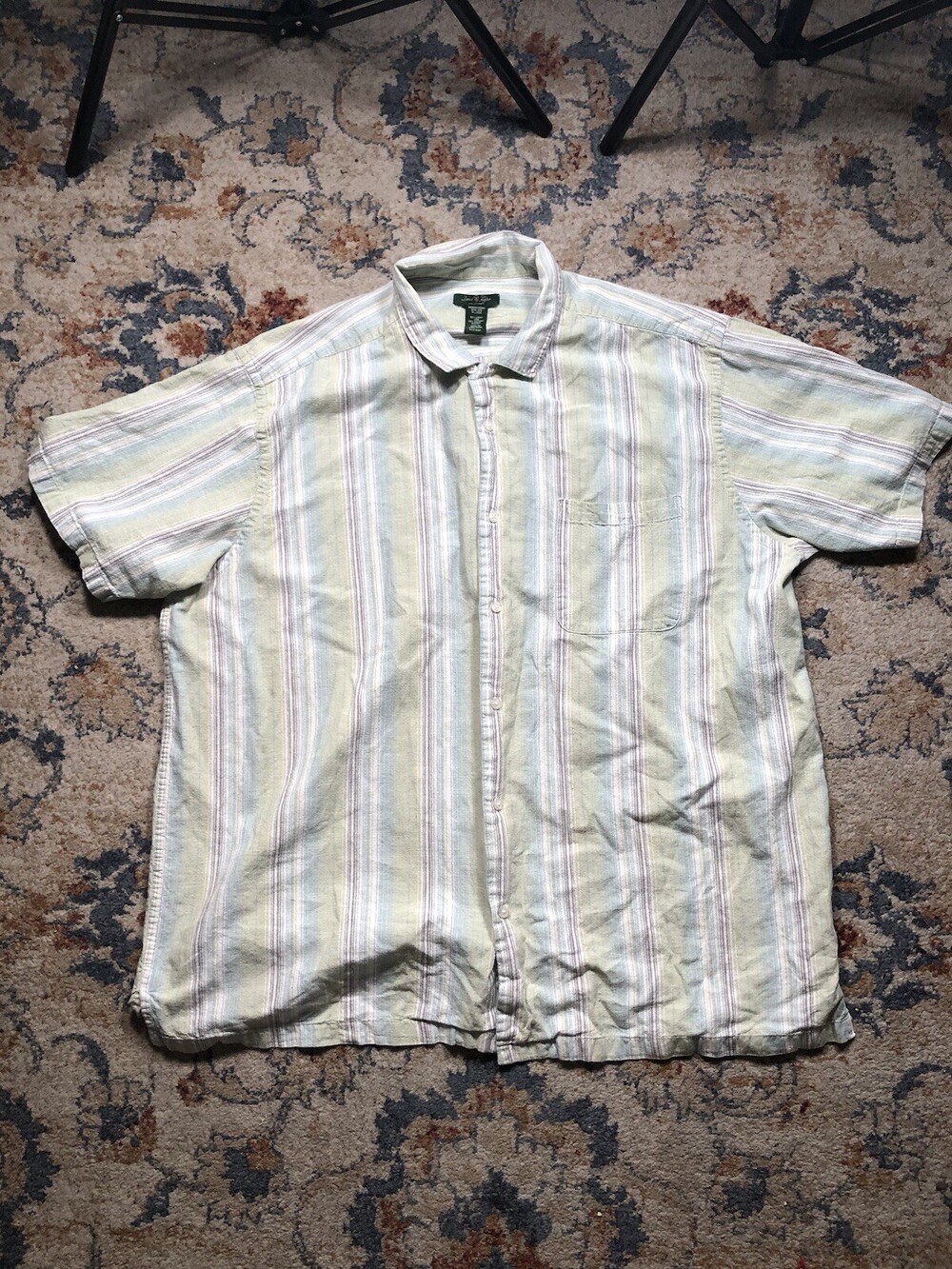 David Taylor Collection Mens Size 3XL Linen Blend Button Up Shirt Short Sleeve